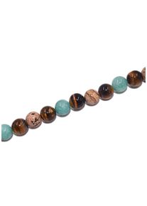 Firetti Damen Collier "Schmuck Geschenk Halsschmuck Halskette Farbstein Edelstein Tigerauge", Messing-Nylon, L: 50cm, blau, Messing, Nylon,