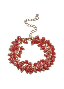 Steuer Damen Armband "Armband goldfarben mit roten Glassteinen", 23cm, Metall, rot, Metall, Armbänder