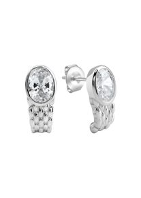 ZEEme Damen Paar Ohrstecker "925/- Sterling Silber rhodiniert Zirkonia", ONE-SIZE, Silber 925 (Sterlingsilber), weiß, Silber 925 (Sterlingsilber),