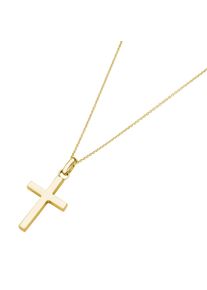 Smart Jewel Damen Kreuzkette "mit Anhänger Kreuz, Silber 925", 45cm, Silber 925 (Sterlingsilber), gold, Silber 925 (Sterlingsilber), Halsketten