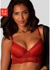 Lascana Damen Schalen-BH "Nina", Gr. 90, braun, Spitze, Obermaterial: 90% Polyamid, 10% Elasthan, modisch, BHs, in leichter Longform aus graphischer