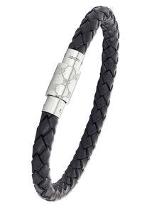 JOOP! JOOP Herren Lederarmband "2023437", Edelstahl-Leder, schwarz, Edelstahl, Leder, Armbänder