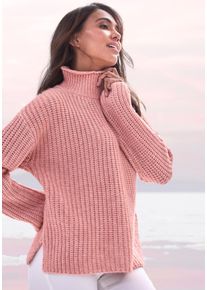 Buffalo Damen Stehkragenpullover, rosa, modisch, Gr. 32, meliert, Strick, Obermaterial: 64% Polyester, 23% Polyacryl, 10% Polyamid, 3% Wolle,