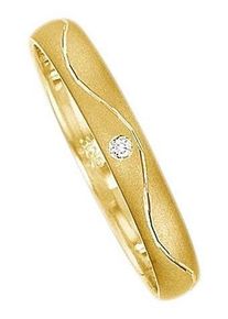 Firetti Trauring "Schmuck Geschenk Gold 375 Hochzeit Ehering Trauring "LIEBE"", 17, 0,005 ct SI = kleine Einschlüsse mit Brillant, Gelbgold 375, 3mm,