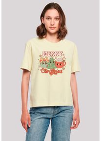F4NT4STIC Damen T-Shirt "Merry Weihnachten Cozy And Cute", gelb, casual, Gr. XS, Obermaterial: 100% Baumwolle, Shirts, Premium Qualität,