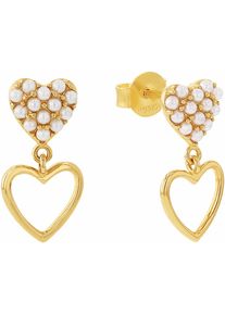 Amor Damen Paar Ohrstecker "Herzen, 2038071", Silber 925 (Sterlingsilber), gold, Silber 925 (Sterlingsilber), Ohrringe, mit Glasperle