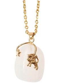 Firetti Damen Kette mit Anhänger "Schmuck Geschenk Halsschmuck Anker/Halskette Sternzeichen Geburtsstein", Löwe, Edelstahl, L: 50cm B: 2mm, gold,