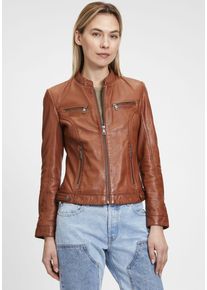 Mauritius Damen Lederjacke "MWJanka", braun, modisch, Gr. M, unifarben, Obermaterial: 100% Schafsleder. Futter: 100% Baumwolle. Ärmelfutter: 100%