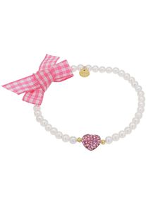 Amor Damen Armband "Herz/Schleife, Trachtenschmuck, Volksfest, 2039239, 2039241", Silber 925 (Sterlingsilber)-Textil-Perlen, pink, Silber 925