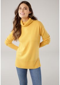 Laura Scott Damen Rollkragenpullover, gelb, Basic, Gr. 36, unifarben, Strick, Obermaterial: 100% Kaschmir, Pullover, aus reinem Kaschmir in vielen