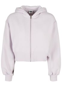 Urban Classics Damen Sweatjacke "Urban Classics Damen Ladies Short Oversized Zip Jacket", lila, Gr. 4XL, unifarben, 65% Baumwolle, 35% Polyester,