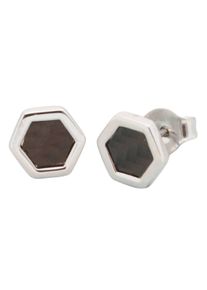 Firetti Damen Paar Ohrstecker "Schmuck Geschenk Ohrschmuck Sechseck", Edelstahl-Carbon, schwarz, Edelstahl, Carbon, Ohrringe, Made in Germany - mit