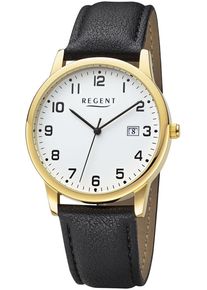 Regent Uhren REGENT Damen Quarzuhr, schwarz, Armbanduhren, Armbanduhr, Herrenuhr, Damenuhr, Datum, Edelstahlarmband