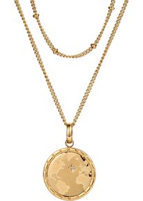 Firetti Damen Kette mit Anhänger "Schmuck Geschenk Edelstahl Halsschmuck Halskette Planet Earth Welt", Edelstahl, L: 48,5cm, weiß, Edelstahl,
