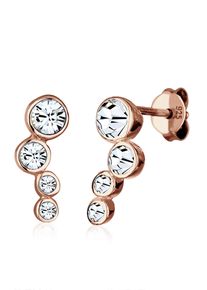 Elli Damen Paar Ohrstecker "Rund verspielt mit Kristalle 925 Silber", OneSize,mit Steinen, Silber 925 (Sterlingsilber), rosa, Silber 925