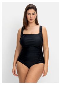 sheego Damen Badeanzug "Große Größen", schwarz, Gr. 50, unifarben, Polyamid, Xtra Life LYCRA, Badeanzüge, mit Raffung und Shaping-Einsatz