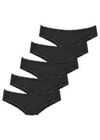 Vivance Damen Brasilslip, Gr. 36, schwarz, Single Jersey, Obermaterial: 95% Baumwolle, 5% Elasthan. Spitze: 90% Polyamid, 10% Elasthan, unifarben,