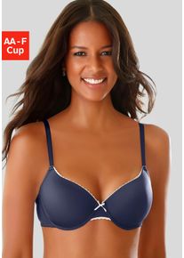 Lascana Damen Schalen-BH, Gr. 70, blau, Microtouch, Obermaterial: 82% Polyamid (TACTEL), 18% Elasthan (LYCRA), Basic, BHs, mit Bügel, aus seidiger