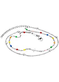 JULIE JULSEN Damen Fußkette "Edelstahl rhodiniert", 22 + 5cm, Edelstahl, weiß, Edelstahl, Fußkettchen