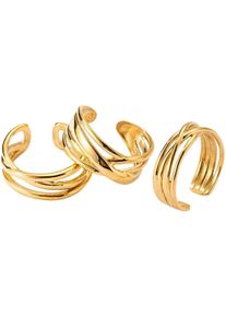 Firetti Damen Ring-Set "Multipack Schmuck Geschenk Damenring verschlungen", 7,30 g, Edelstahl, gold, Edelstahl, Fingerringe, Made in Germany
