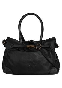 Samantha Look Damen Shopper, schwarz, Leder, unifarben, Taschen, echt Leder, Made in Italy