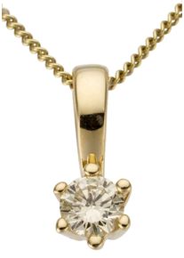 Firetti Damen Ketten-Anhänger "Schmuck Geschenk Gold 750 Halsschmuck Anhänger Halskette Solitär", 0,15 ct P2 = erkennbare Einschlüsse, Gelbgold