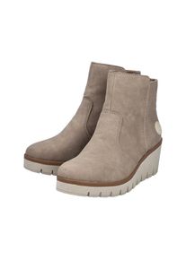Rieker Damen Keilstiefelette, Gr. 40, beige, Nubuklederimitat, unifarben, feminin, Schuhe, Keilboots, Plateau-Stiefelette mit Innenreißverschluss,