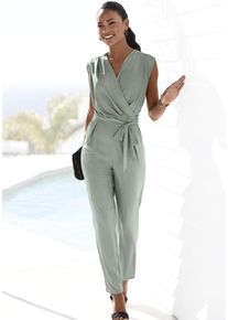 Lascana Damen Overall, grün, modisch, Gr. 42, unifarben, Jersey, Obermaterial: 95% Polyester, 5% Elasthan, Overalls, aus knitterfreier Ware,