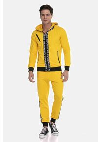 Cipo & Baxx CIPO & BAXX Herren Trainingsanzug "Homewear", gelb, casual, Gr. XL, unifarben, 72% Baumwolle;22% Polyester;6% Elasthan, Sportanzüge, mit