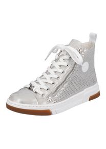 Rieker Damen Sneaker, Gr. 38, grau, Lederimitat, bedruckt, sportlich, Schuhe, High Top-Sneaker, Freizeitschuh, Schnürschuh mit Plateausohle