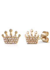 Firetti Damen Paar Ohrstecker "Schmuck Geschenk Gold 375 Ohrschmuck Krone", Gelbgold 375, gold, Gelbgold 375, Ohrringe, mit Zirkonia (synth.)
