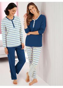 wäschepur WÄSCHEPUR Damen Schlafanzug, Gr. 36, blau, 100% Baumwolle, Homewear-Sets