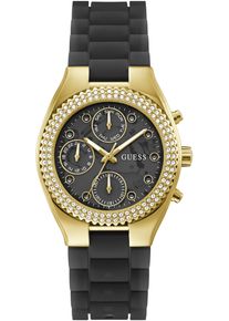 Guess Damen Multifunktionsuhr "JELLY", schwarz, Armbanduhren, Quarzuhr, Armbanduhr, Damenuhr, Datum, 12/24-Std.-Anzeige