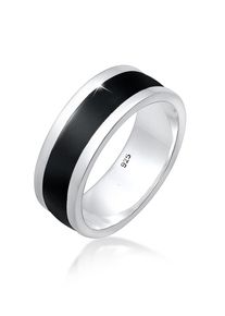 Kuzzoi Herren Silberring "Herren Bandring Emaille Casual 925 Silber", 62mm, ohne Stein, Silber 925 (Sterlingsilber), 8mm, silber, Silber 925