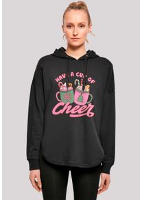 F4NT4STIC Damen Kapuzenpullover "Have a Cup of Cheer Weihnachten", schwarz, casual, Gr. XS, Obermaterial: 100% Baumwolle, Pullover, Premium Qualität,