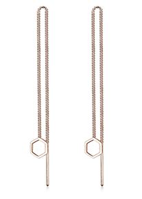 Elli Damen Paar Ohrhänger "Hexagon Geo Minimal 925 Sterling Silber", OneSize, ohne Stein, Silber 925 (Sterlingsilber), rosa, Silber 925