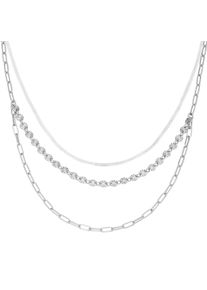Smart Jewel Damen Collier "zweireihig, Silber 925", 42cm, Silber 925 (Sterlingsilber), silber, Silber 925 (Sterlingsilber), Halsketten