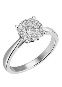 Firetti Damen Solitärring "Schmuck Geschenk Gold 585 Damenring Verlobungsring Goldring", 54, 0,42 ct SI = kleine Einschlüsse, Weißgold 585-Diamanten,