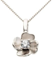 Firetti Damen Blumen-Anhänger "Schmuck Geschenk Gold 333 Anhänger für Halskette Goldanhänger Blume", 0,050 ct P2 = erkennbare Einschlüsse, Weißgold