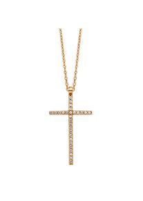 JULIE JULSEN Damen Kette mit Anhänger "925/- Sterling Silber rotvergoldet mit Anhänger Kreuz", 45cm, Silber 925 (Sterlingsilber), L: 45cm, rot,