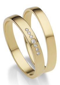 Firetti Trauring "Schmuck Geschenk Gold 375 Hochzeit Ehering "LIEBE"", 57, 0,04 ct SI = kleine Einschlüsse mit Brillanten, Gelbgold 375, 3mm, gold,