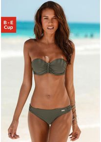 Buffalo Damen Bügel-Bandeau-Bikini, grün, Gr. 34, Flechtoptik, Polyamid, Bikini-Sets, trendiger Look, mit abnehmbaren Trägern, mit geflochtenen