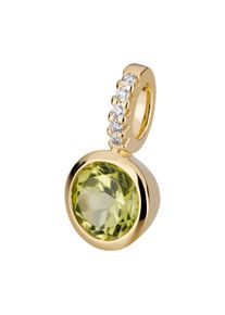 OROLINO Damen Ketten-Anhänger "Gold 585 mit 5x Brillant zus. 0,02ct. und Peridot", ONE-SIZE, 0,02 ct SI = kleine Einschlüsse, Gold, 0,6 g, gelb,