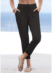 Lascana Damen Schlupfhose, schwarz, casual, Gr. 36, unifarben, Jersey, Obermaterial: 95% Polyester, 5% Elasthan, Hosen, aus glatter Jerseyqualität,
