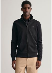 Gant Herren Sweatjacke "REG SHIELD FULL ZIP SWEAT", schwarz, casual, Gr. M, unifarben, Sweatware, Obermaterial: 87% Baumwolle, 13% Polyester,