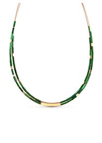 Lady Damen Gliederkette, Gold-Metall-Glas, silber, Gold, Metall, Glas, Halsketten