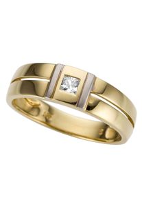 Firetti Herren Goldring "Schmuck Geschenk Gold 333 Herrenring Goldring", 20, Gelbgold 333, 7mm, weiß, Gelbgold 333, Fingerringe, mit Zirkonia (synth.)