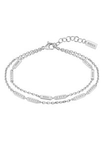 BOSS Damen Armband "Schmuck Edelstahl Armschmuck Ankerkette LARIA", Edelstahl, silber, Edelstahl, Armbänder, mit Glasstein