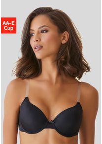 Lascana Damen Schalen-BH "Ela", Gr. 75, schwarz, Microtouch, Obermaterial: 82% Polyamid (TACTEL), 18% Elasthan (LYCRA), Basic, BHs, mit transparenten