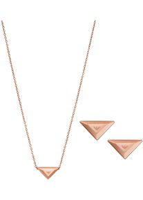 Emporio Armani Damen Ohrring und Ketten Set "Schmuckset Mulitpack Schmuck Geschenk Dreieck, EGS3121SET, EGS3160SET", rosa, Edelstahl, Schmuck-Sets